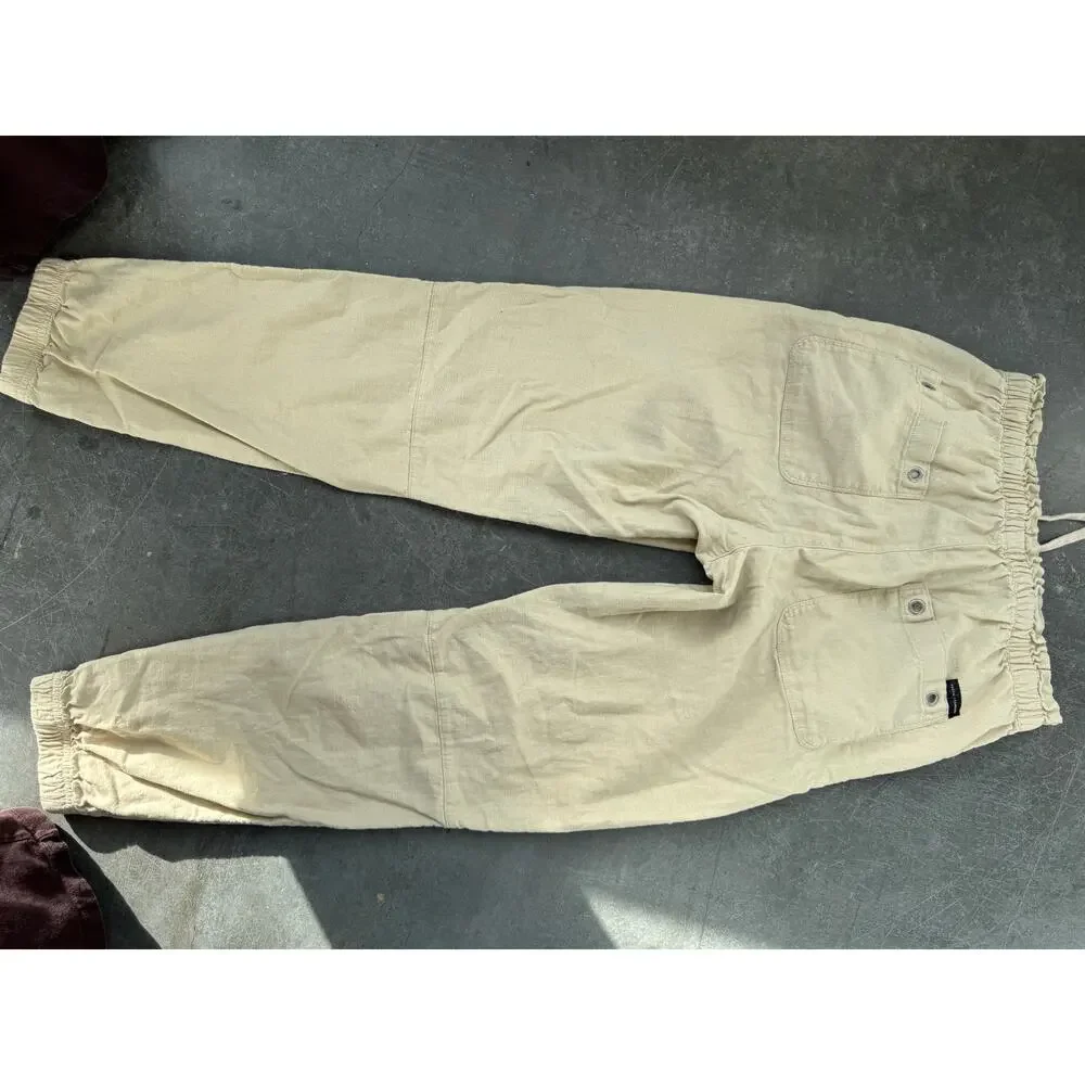 Anthropologie Social Standard Linen Blend Drawstring Pants EUC S Flax Color - Picture 5 of 9